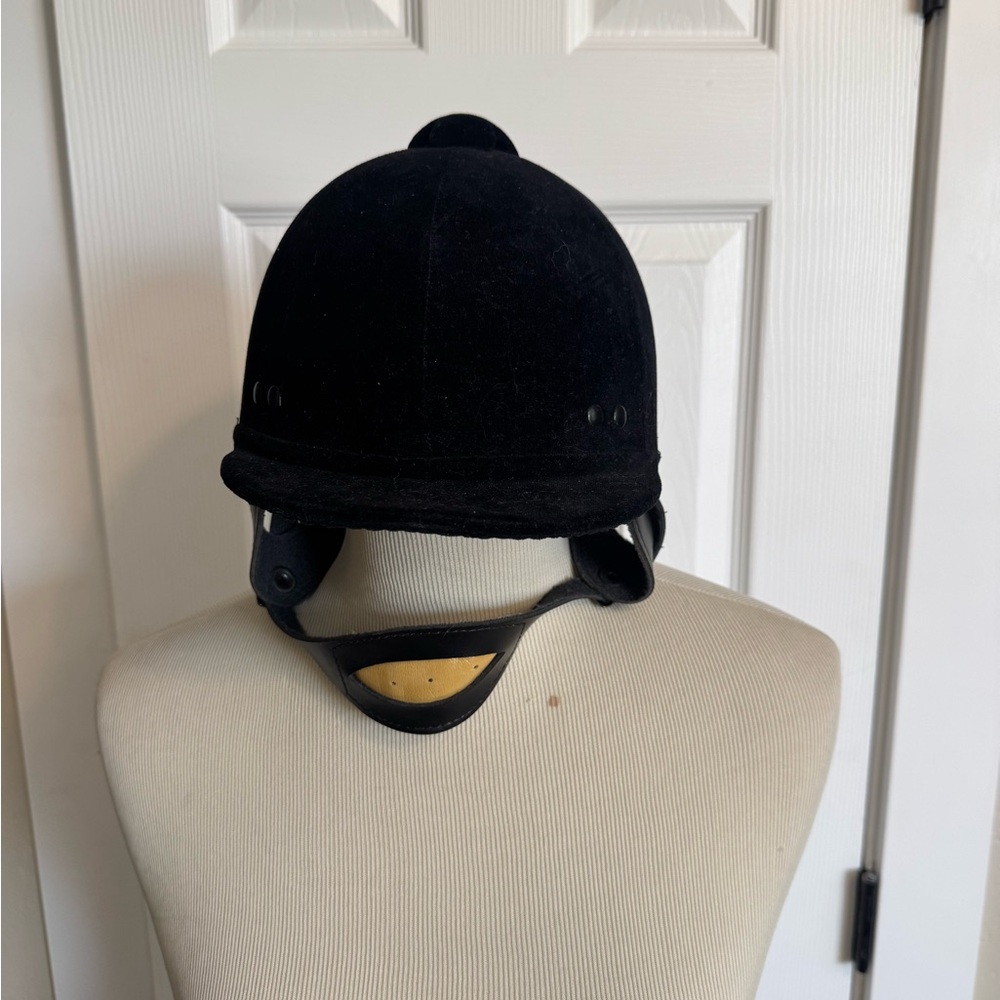 Black English Riding Helmet with strap